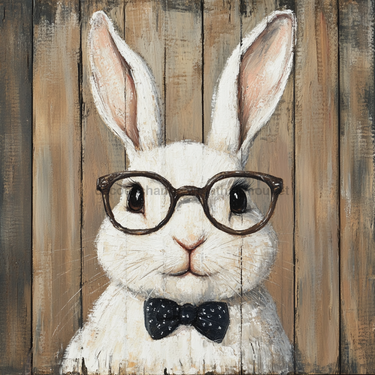 Easter Sign, Bunny in Glasses,, DCO-12680, Sign For Wreath, 10x10